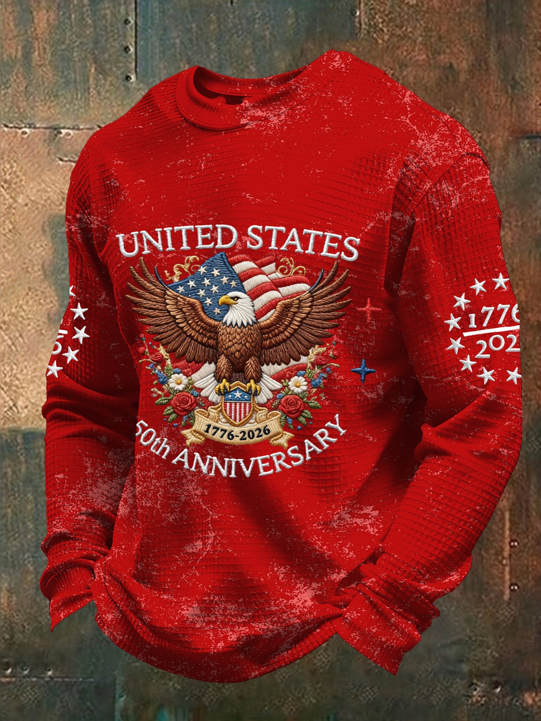 Men's Vintage American Flag Print Top