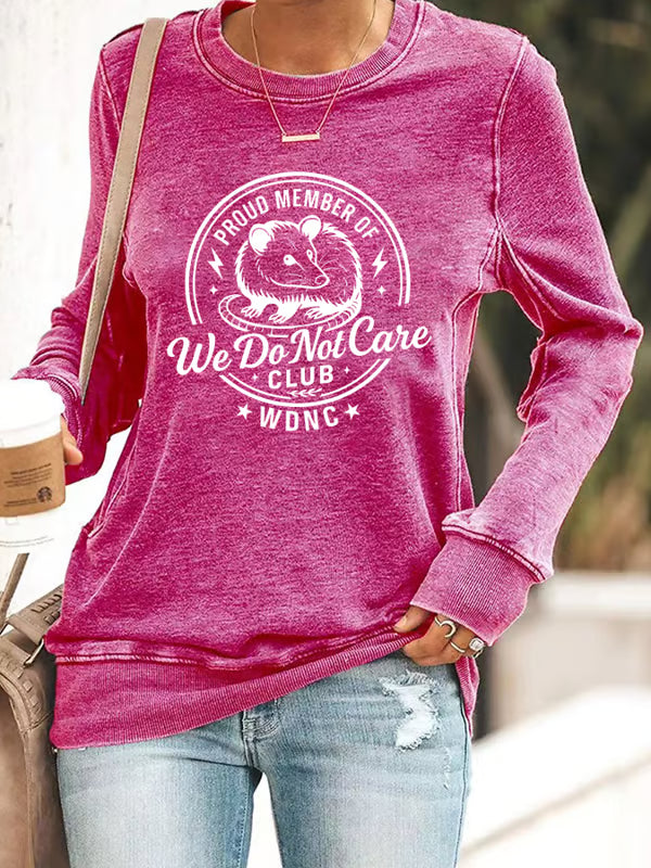 Women's Retro Funny Proud Member Of Club We Do Not Care Menopause Perimenopause Print Knitted Tops