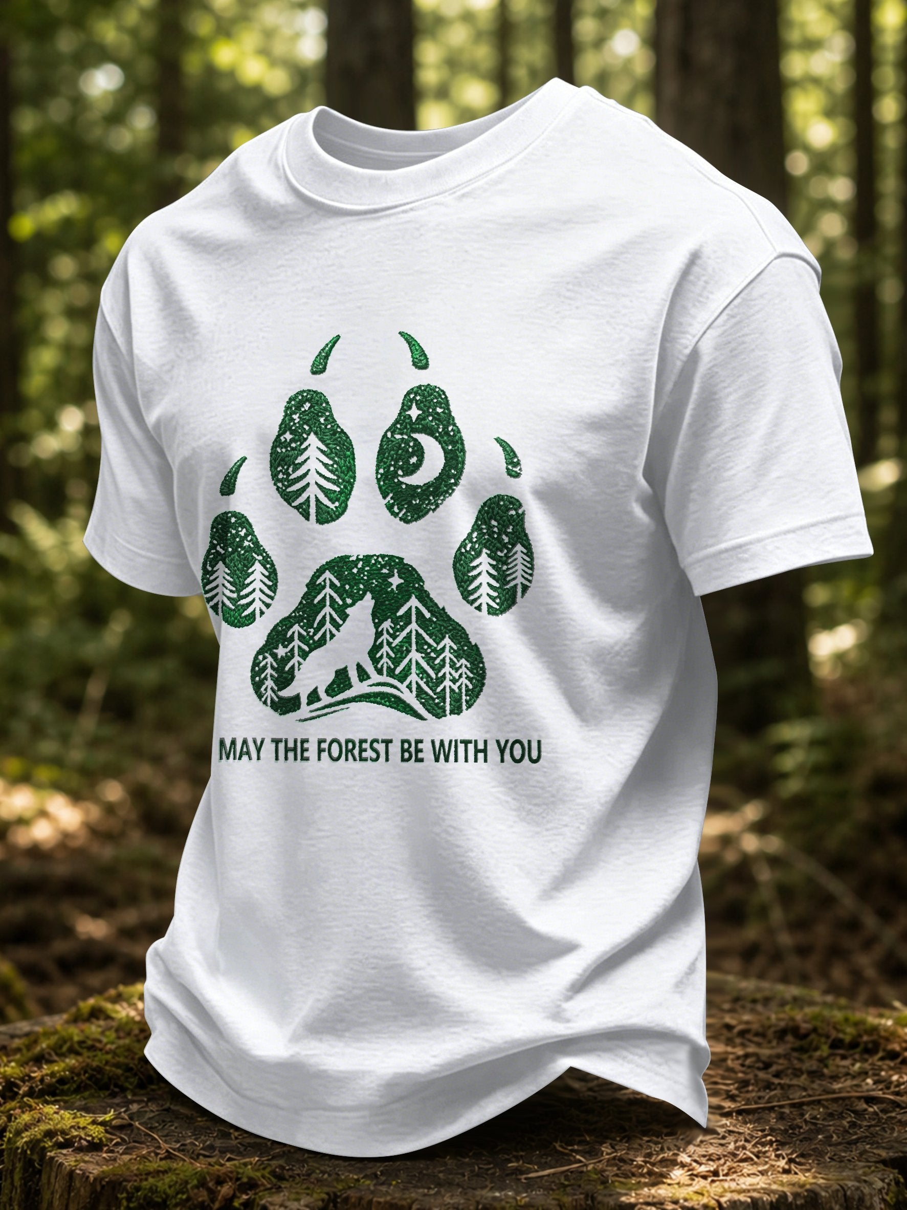 Men's May The Forest Be With You Printed Casual T-Shirt