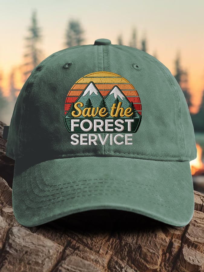 Retro Save The Forest Service Print Baseball Cap
