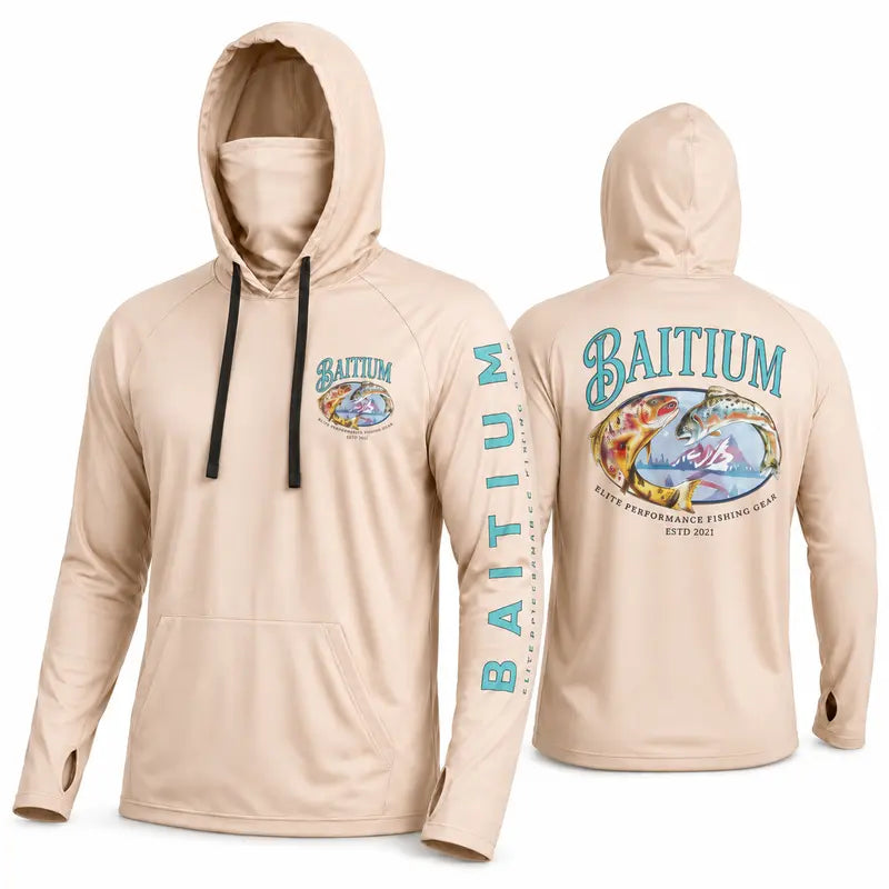 Unisex Fishing and Construction Shirts - Hooded UPF 50 Long Sleeve with Gaiter