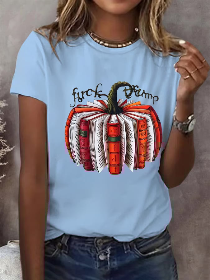 Women's  Fall Book Pumpkin DTF transfer - FDT, Fall Aesthetic print  T-Shirt