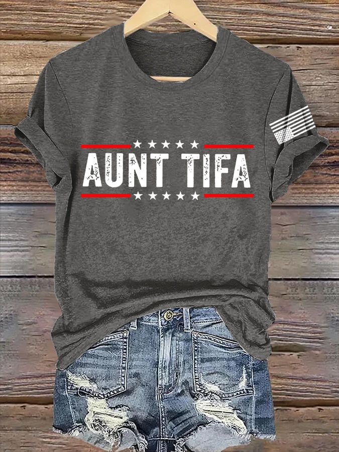 Retro Aunt Tifa Print T-Shirt