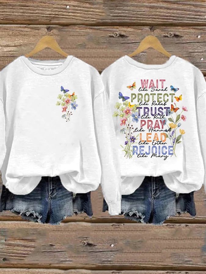 Women'S Casual Faith Print Sweatshirt