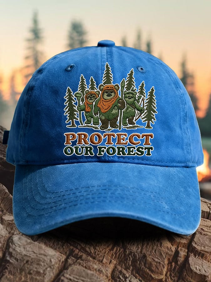 Retro Protect Our Forest Print Baseball Cap