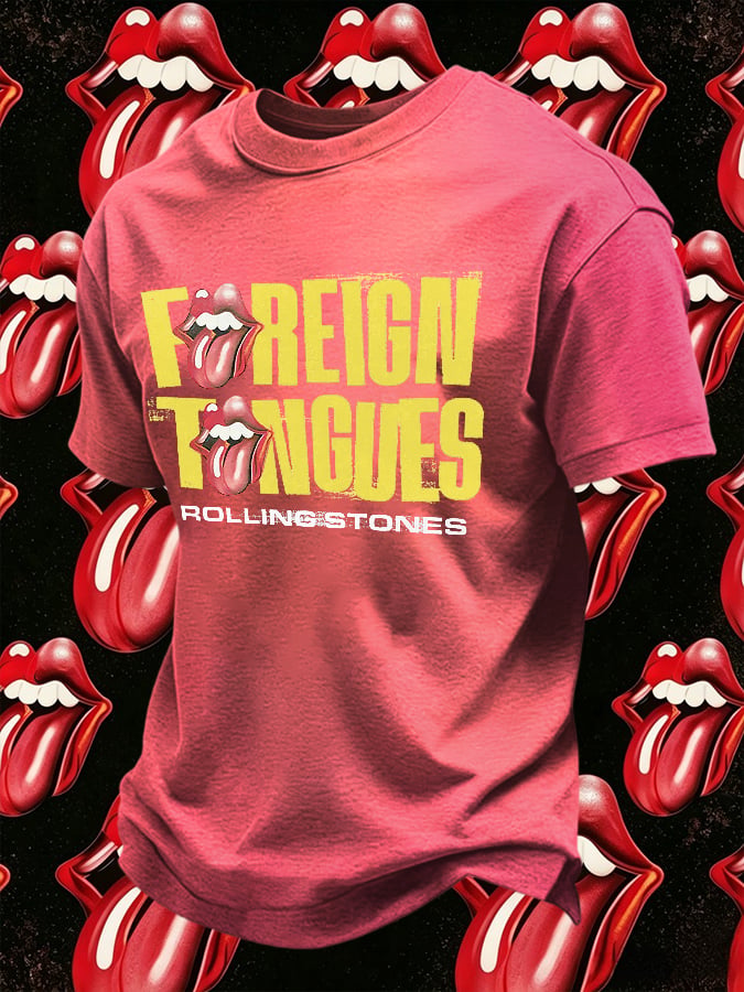 Men's Retro Foreign Tongues Print T-Shirt