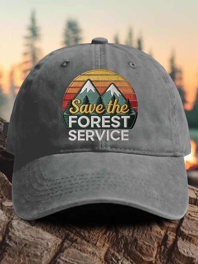 Retro Save The Forest Service Print Baseball Cap