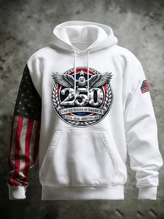 Men's 250th Anniversary Casual Printed Hooded Sweatshirt