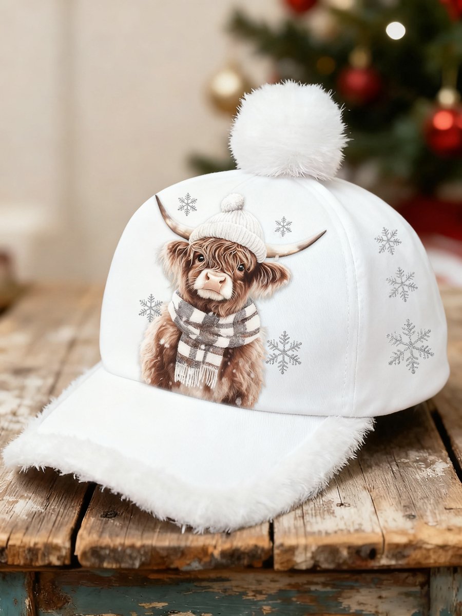Retro-Style With Highland Cow Print  Baseball cap