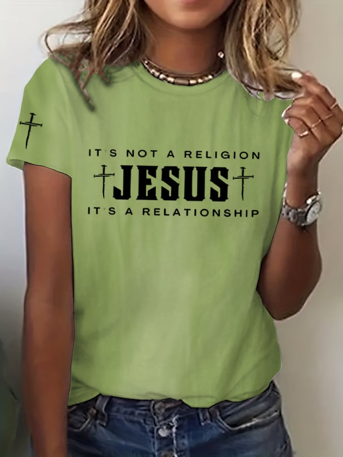 Women's Jesus Printed Short Sleeve T-Shirt