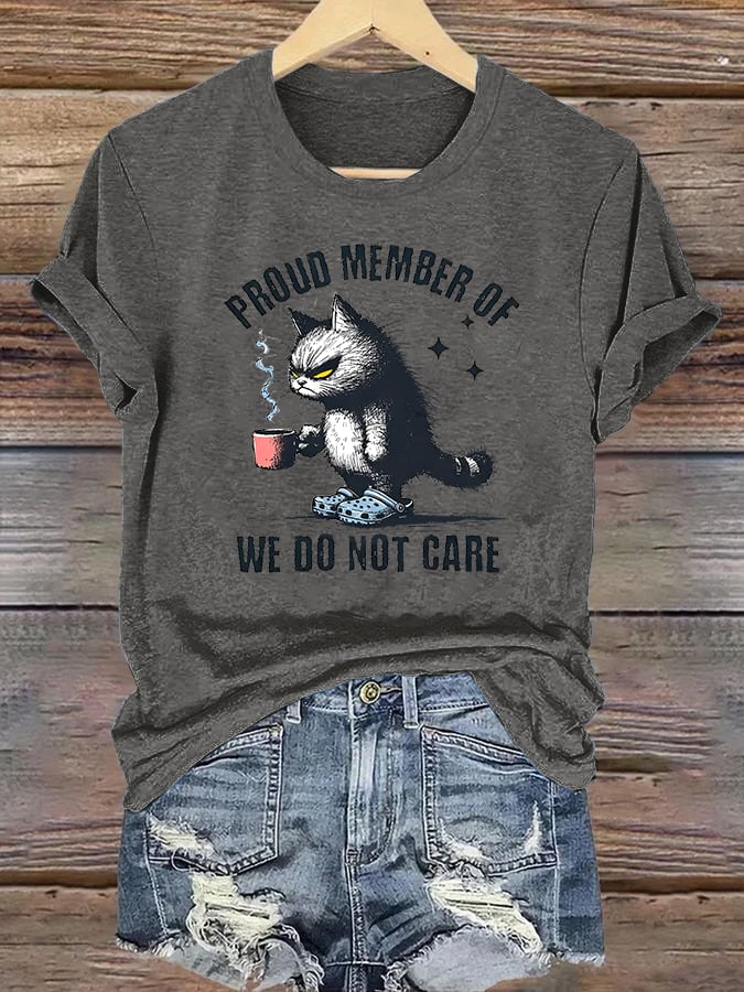 Women's Retro Funny Proud Member Of Club We Do Not Care Menopause Perimenopause Print  T-Shirt