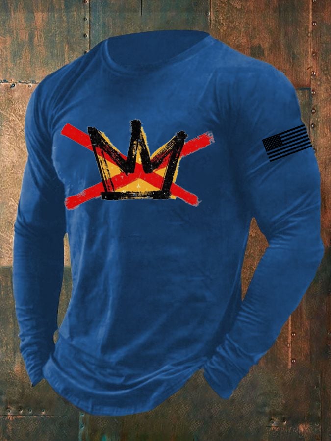 Men's Vintage No Kings In America Printed Casual T-shirt