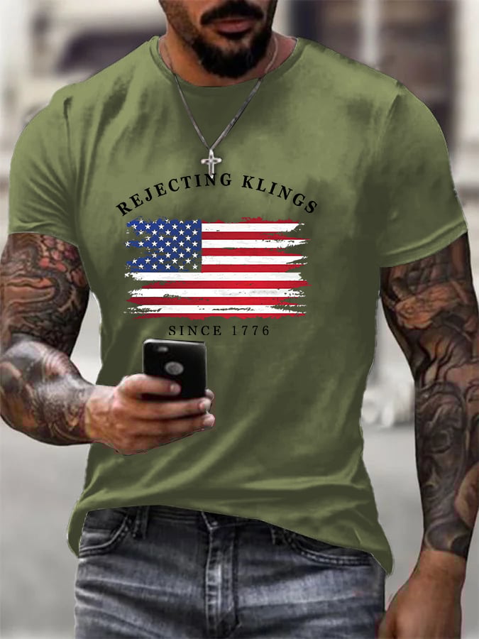 Men's Casual  Rejecting Kings Printed T-shirt