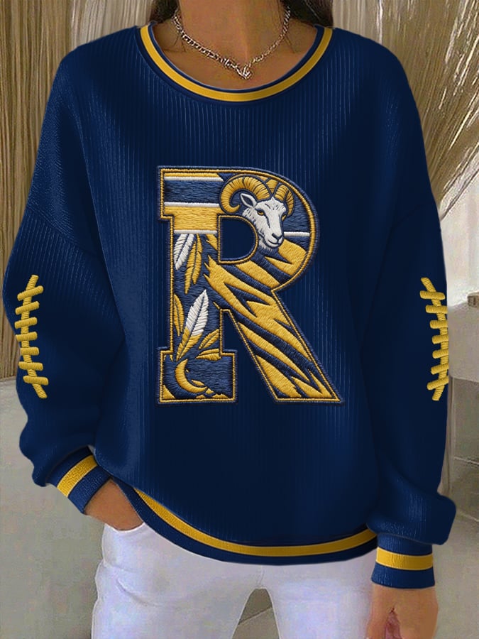 Women's Retro Football Print Sweatshirt