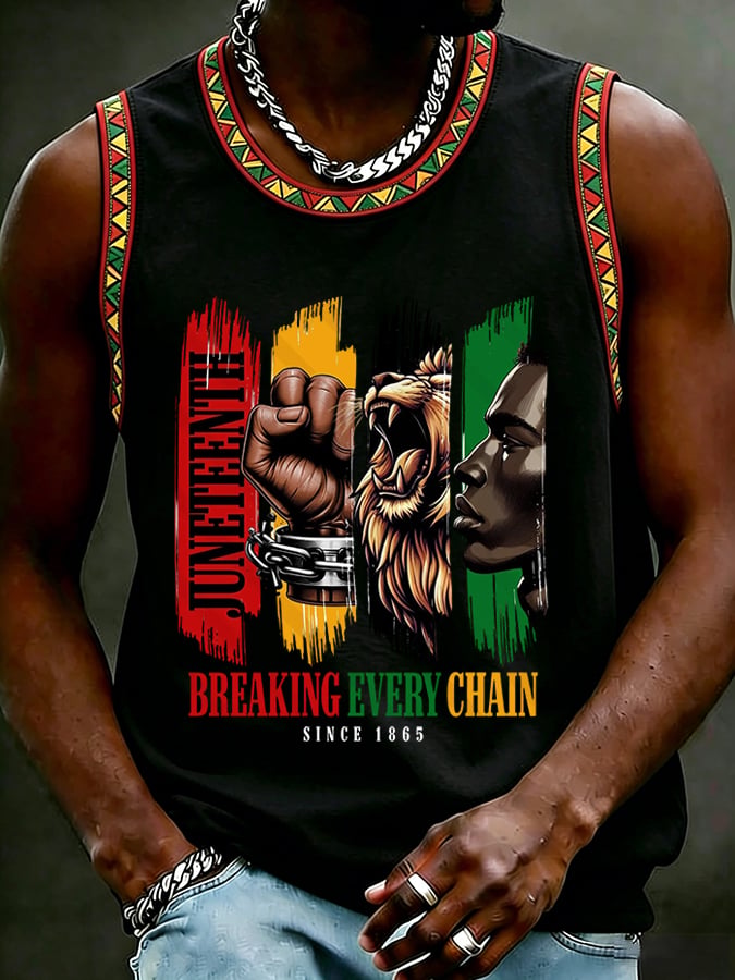 Men's Juneteenth Breaking Every Chain We Rise Printed Top