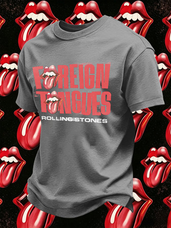 Men's Retro Foreign Tongues Print T-Shirt