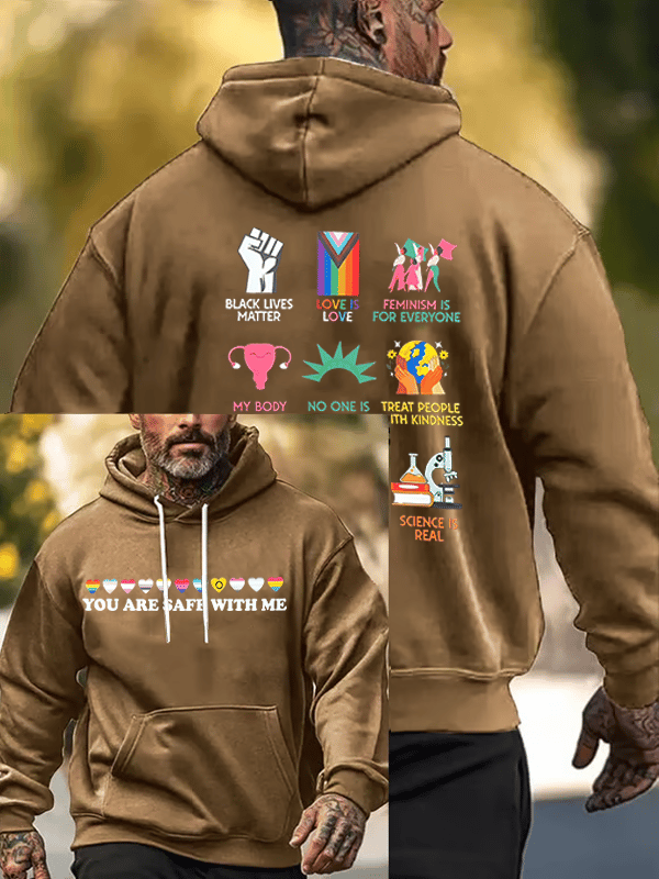 Men's  You are safe with me  Print  Hoodie