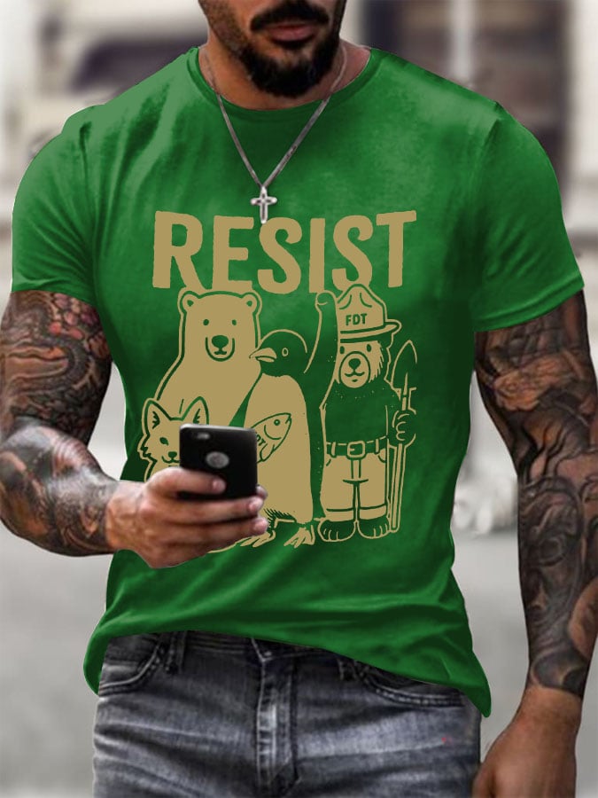 Men's Penguins Resist Printed Round Neck T-Shirt