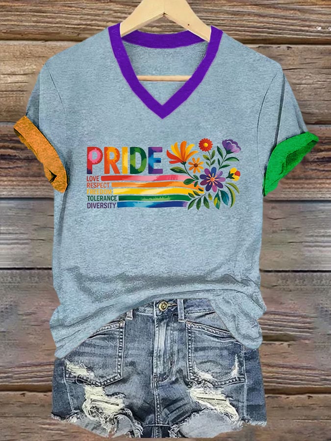 Women's Pride Love Respect Freedom Tolerance Diversity Print T-Shirt
