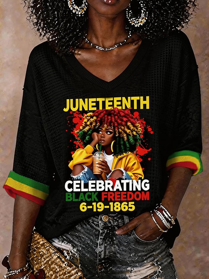 Juneteenth Celebrates The Freedom Of Black People June 19, 1865. Women'S Juneteenth Printed T-Shirt