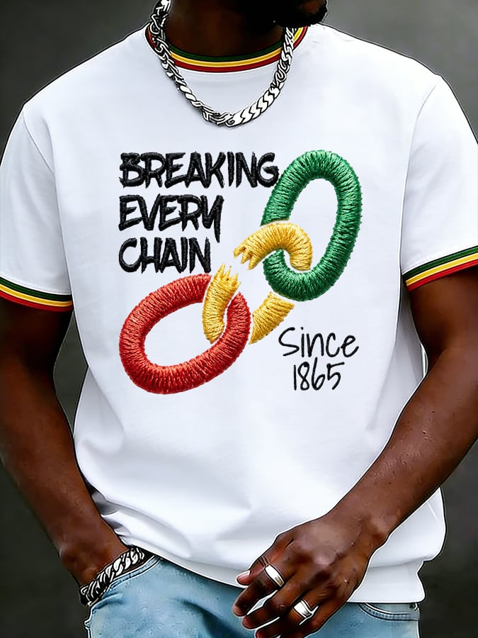 Men's Juneteenth Breaking Every Chain Printed Casual T-shirt
