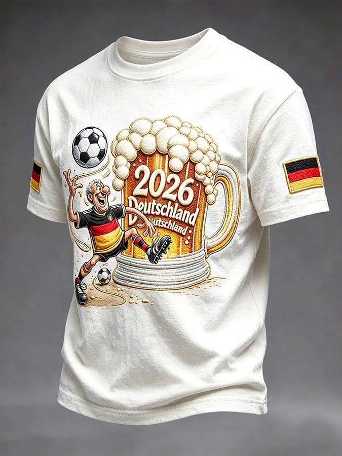 Lässiges Herren-T-Shirt mit deutschem Fußball-Print