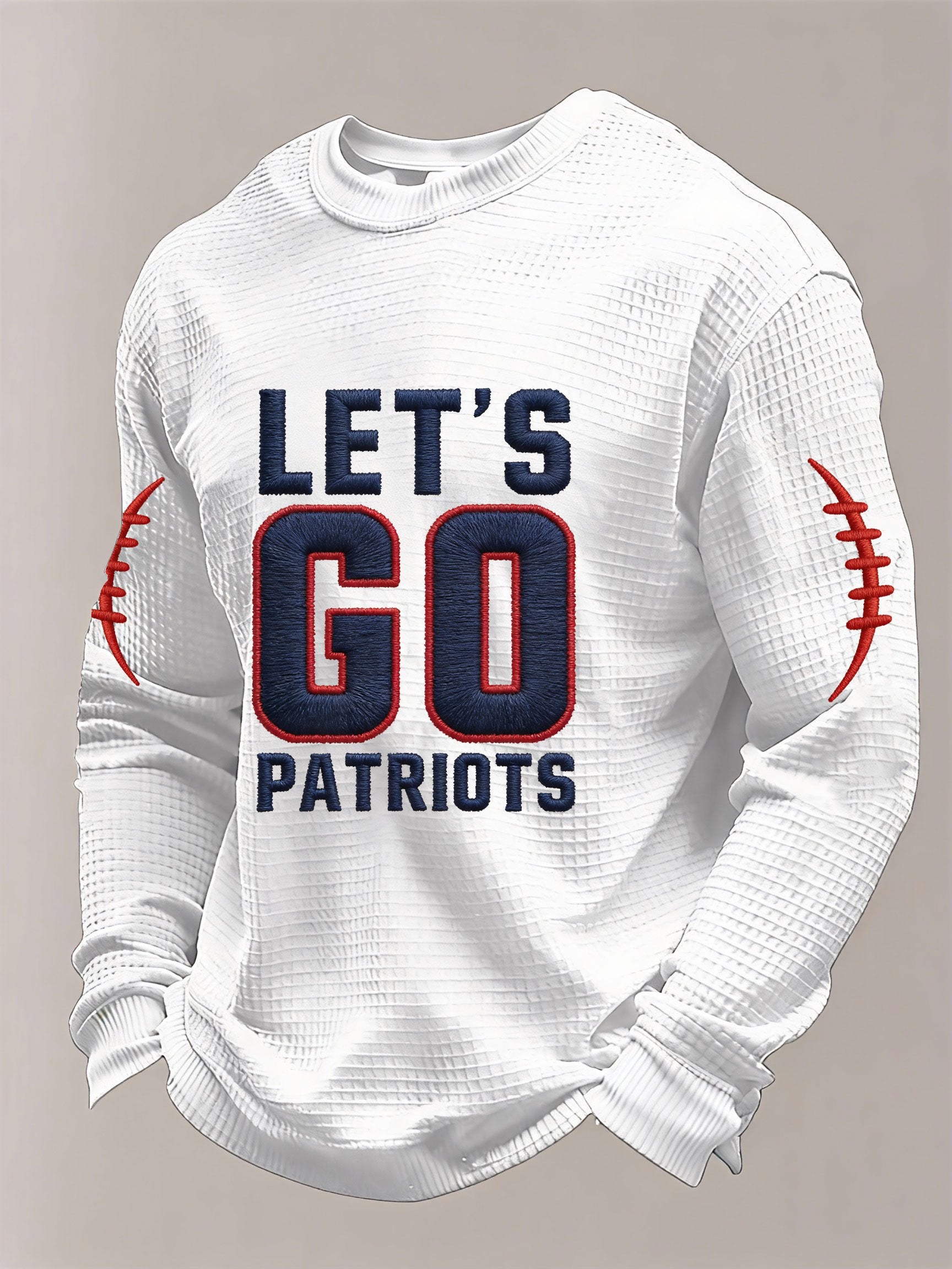 Men’s Football Graphic Waffle Knit Long Sleeve Crewneck T-Shirt