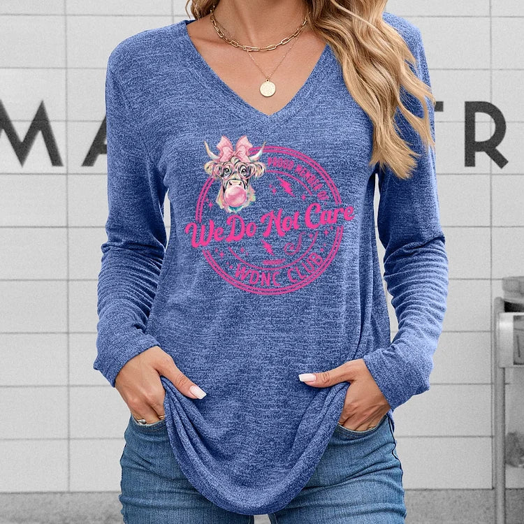 V-Neck Retro Funny Proud Member Of WDNC Club We Do Not Care Menopause Perimenopause Print T-Shirt