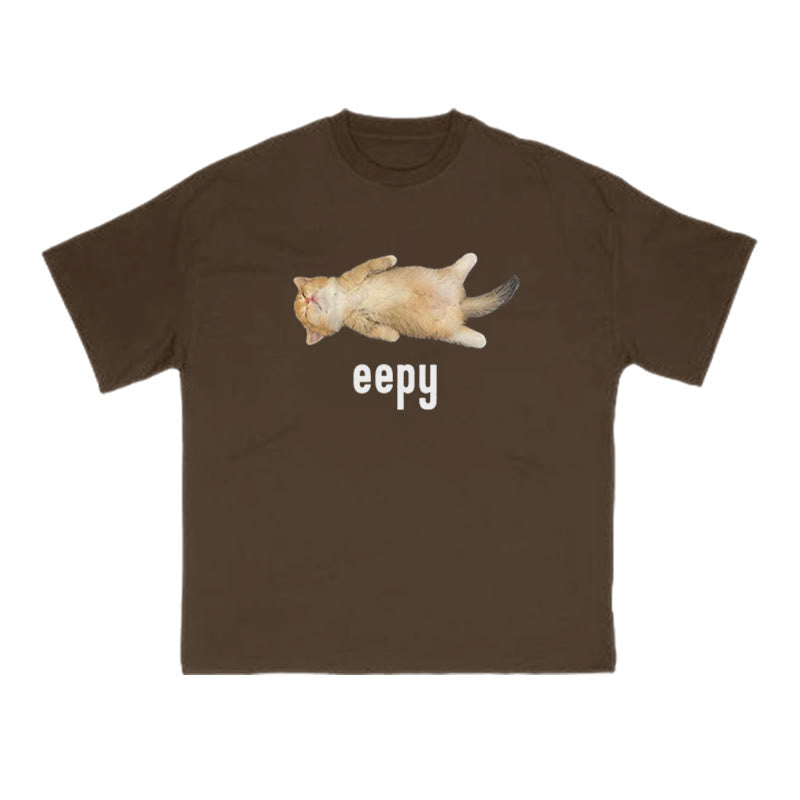 Unisex Funny Eepy Cat Print T-shirt