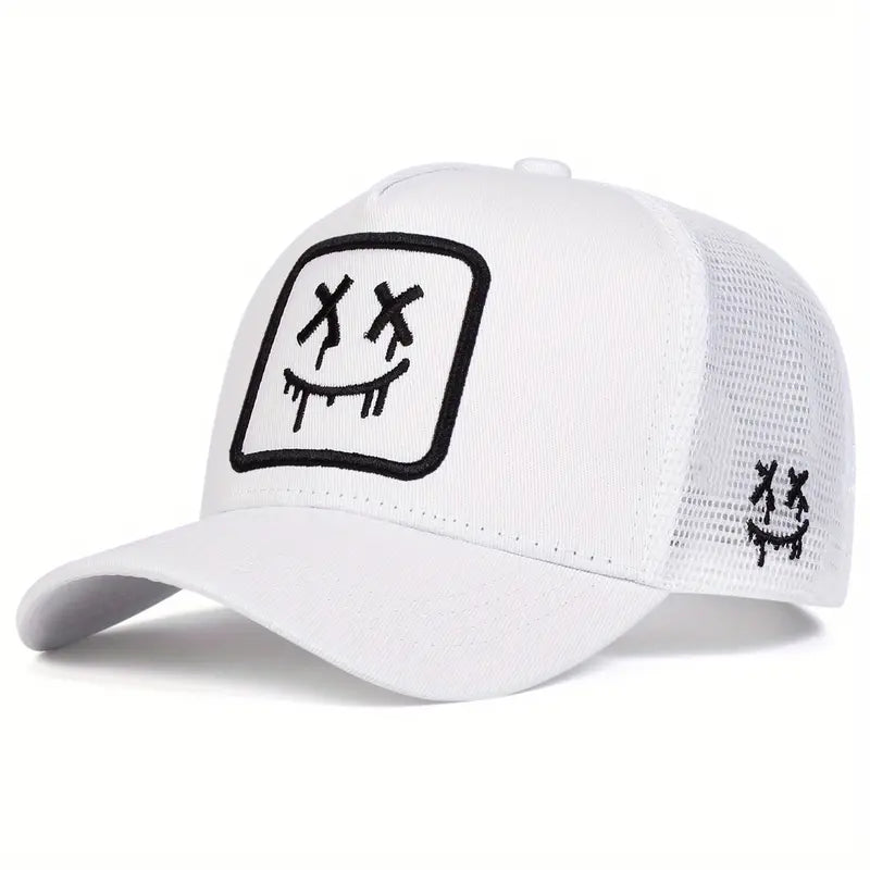 Unisex Cartoon Ghost Face Embroidered Baseball Cap Mesh Hat