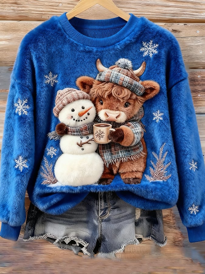 Women's Animal Highland Cow Print Sweatshirt