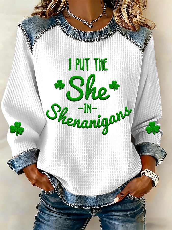 Women's I Put The She In Shenanigans Printed Casual Sweatshirt