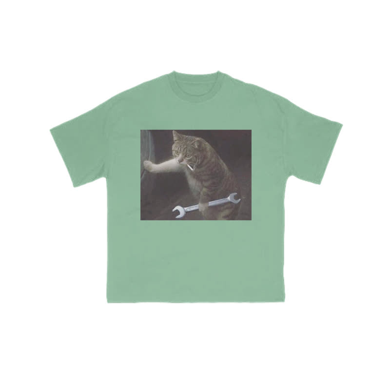 Unisex 100% Overlord Cat Print T-shirt