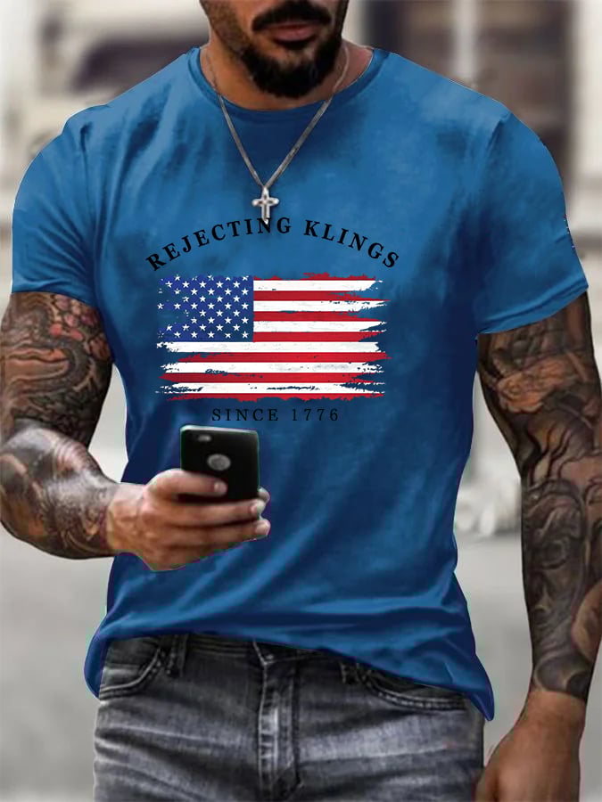 Men's Casual  Rejecting Kings Printed T-shirt