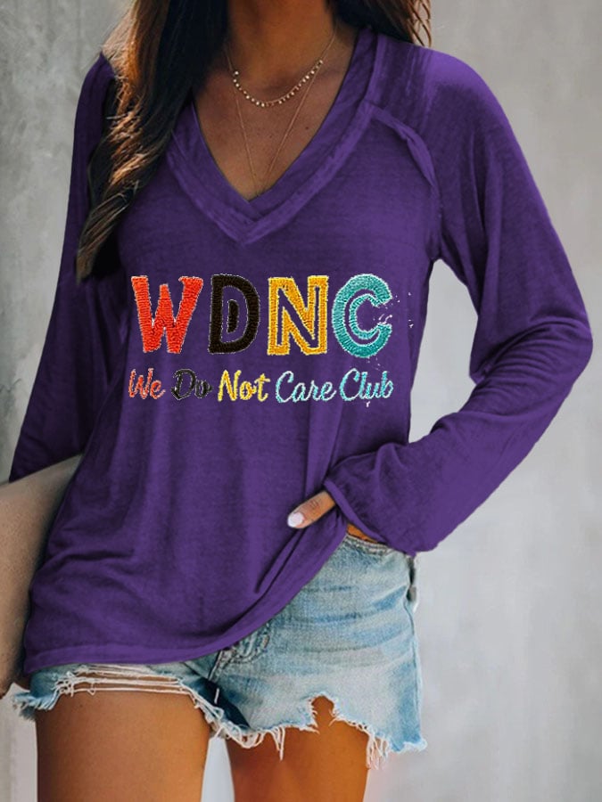 Women's  V-neck Retro Funny Proud Member Of WDNC Club Menopause Perimenopause Print T-Shirt