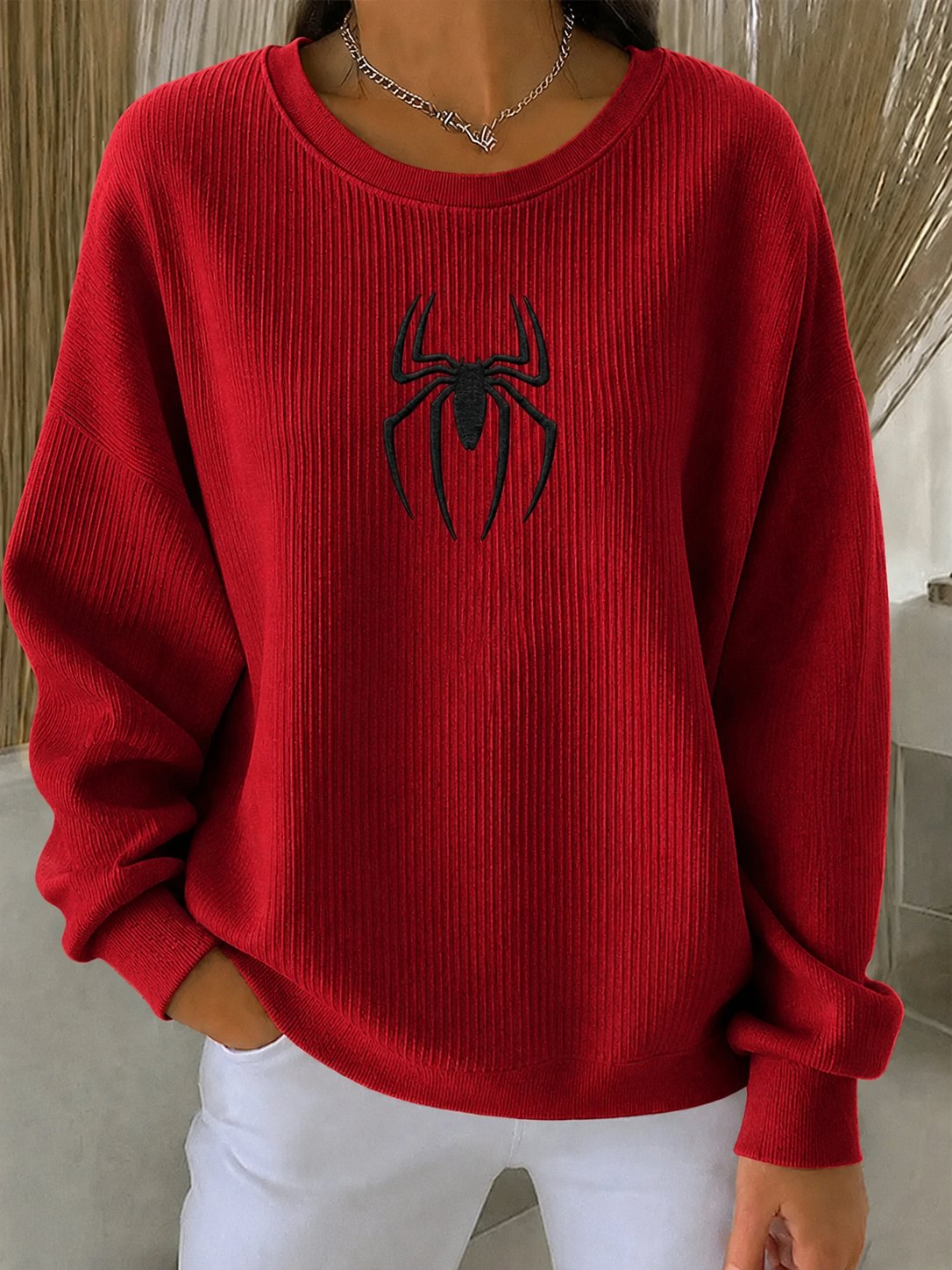 Women's Spider Graphic Print Casual Sweatshirt