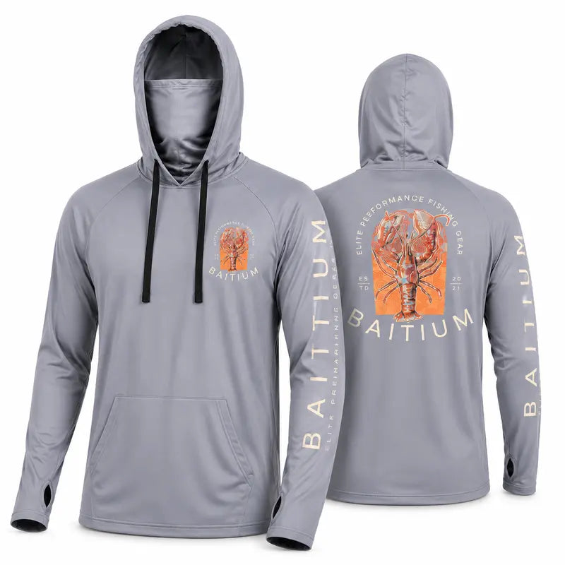 Unisex Fishing and Construction Shirts - Hooded UPF 50 Long Sleeve with Gaiter
