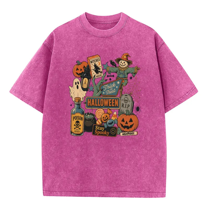 Unisex Vintage Halloween Short-Sleeve Cotton T-Shirt