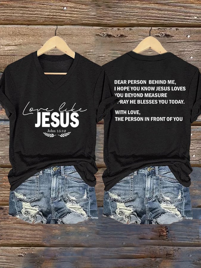 Women's Love Like Jesus Print Casual  T-Shirt