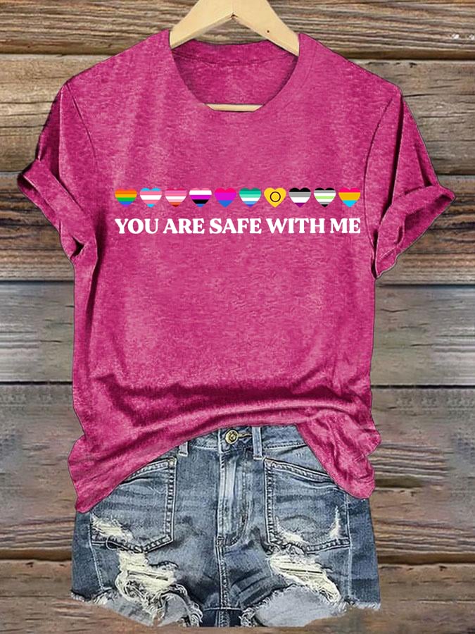Women's  YOU ARE SAFE WITH ME  Print T-Shirt