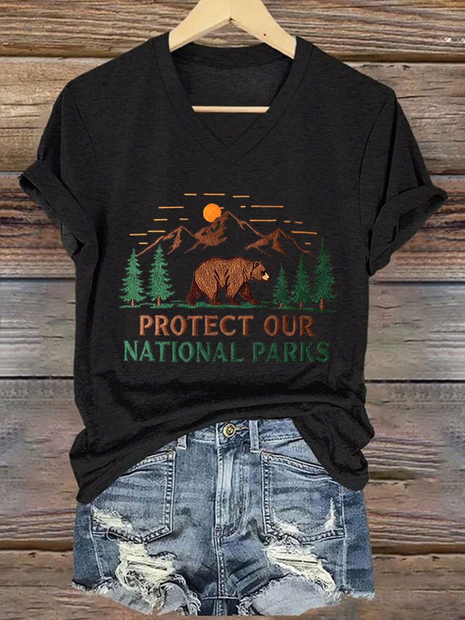 Women's National Park Print Casual T-Shirt