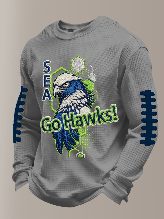 Men's Retro Football Print Casual Long-Sleeved Top