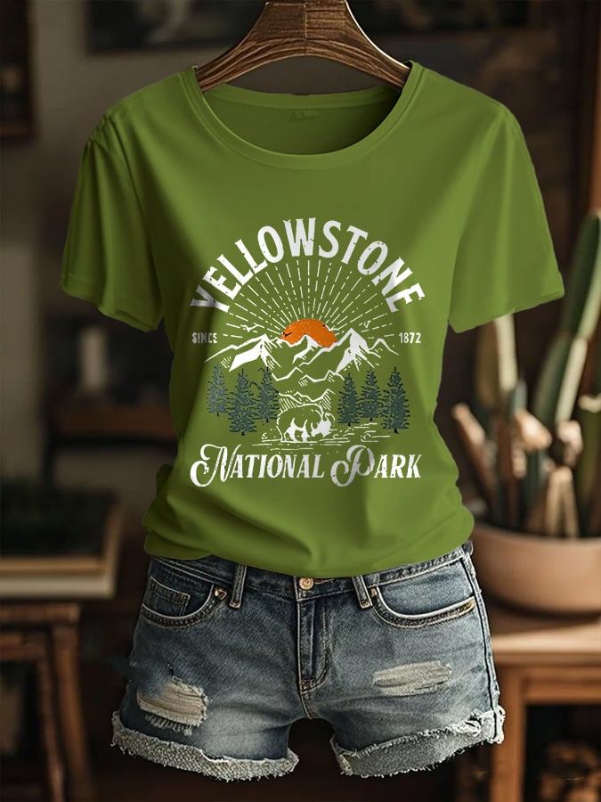 Women's National Park Print Casual T-Shirt