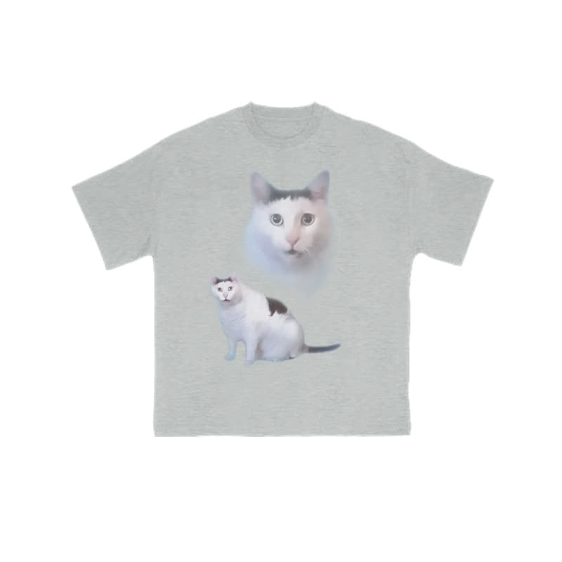 Unisex Confused Cat Print T-shirt