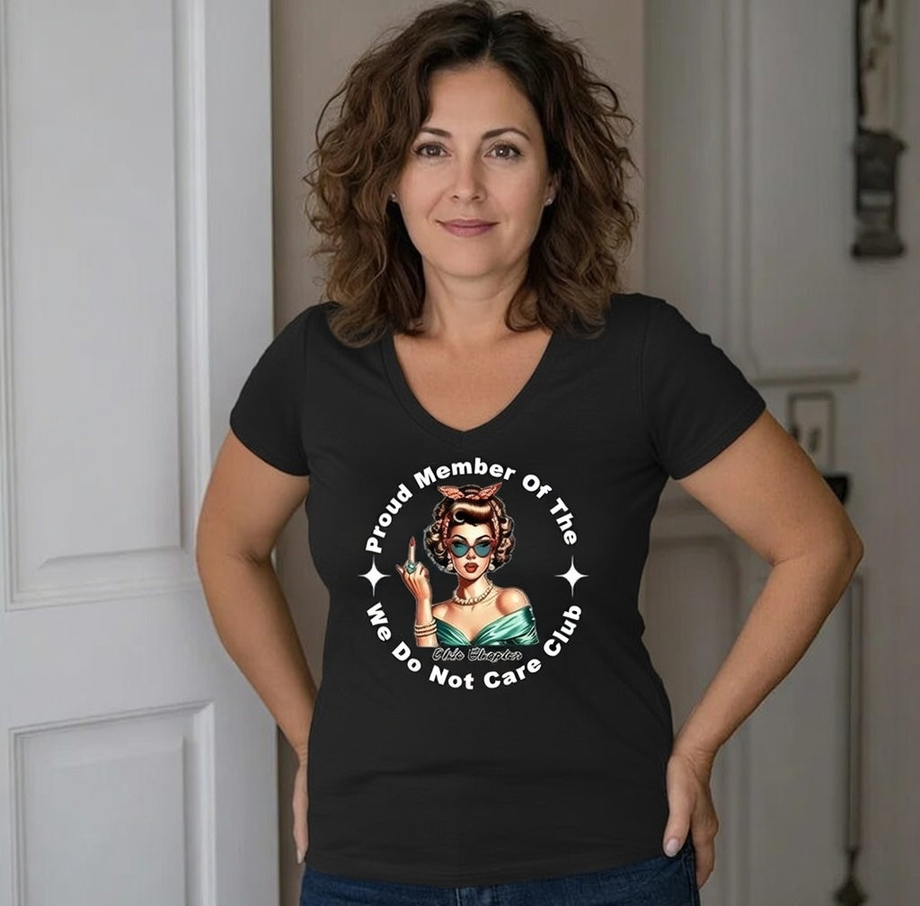 V-Neck Retro Funny Proud Member Of  We Do Not Care Menopause Perimenopause Print T-Shirt