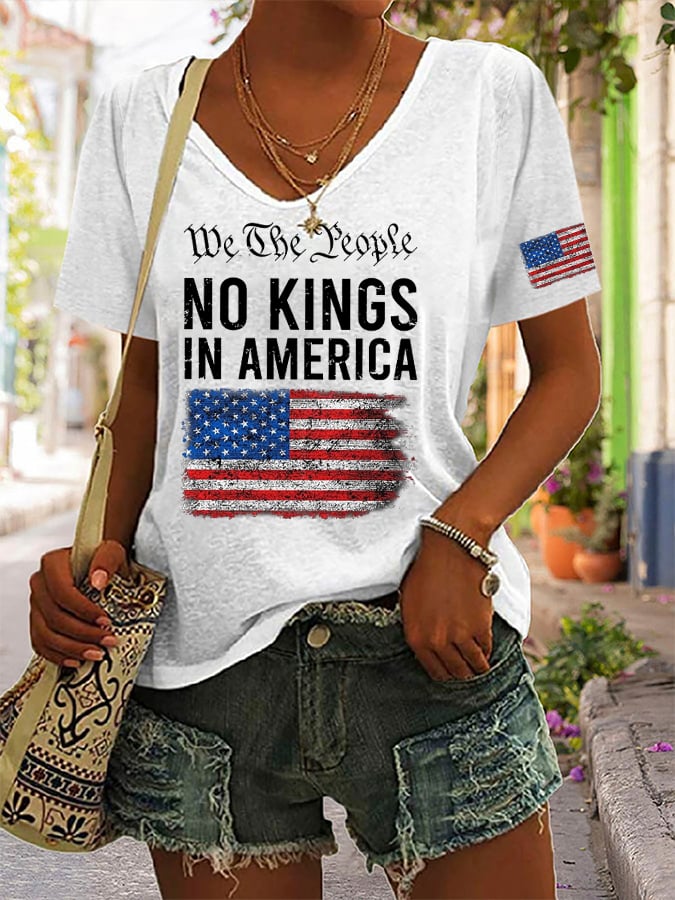 Women's No King in America Printed Casual T-shirt