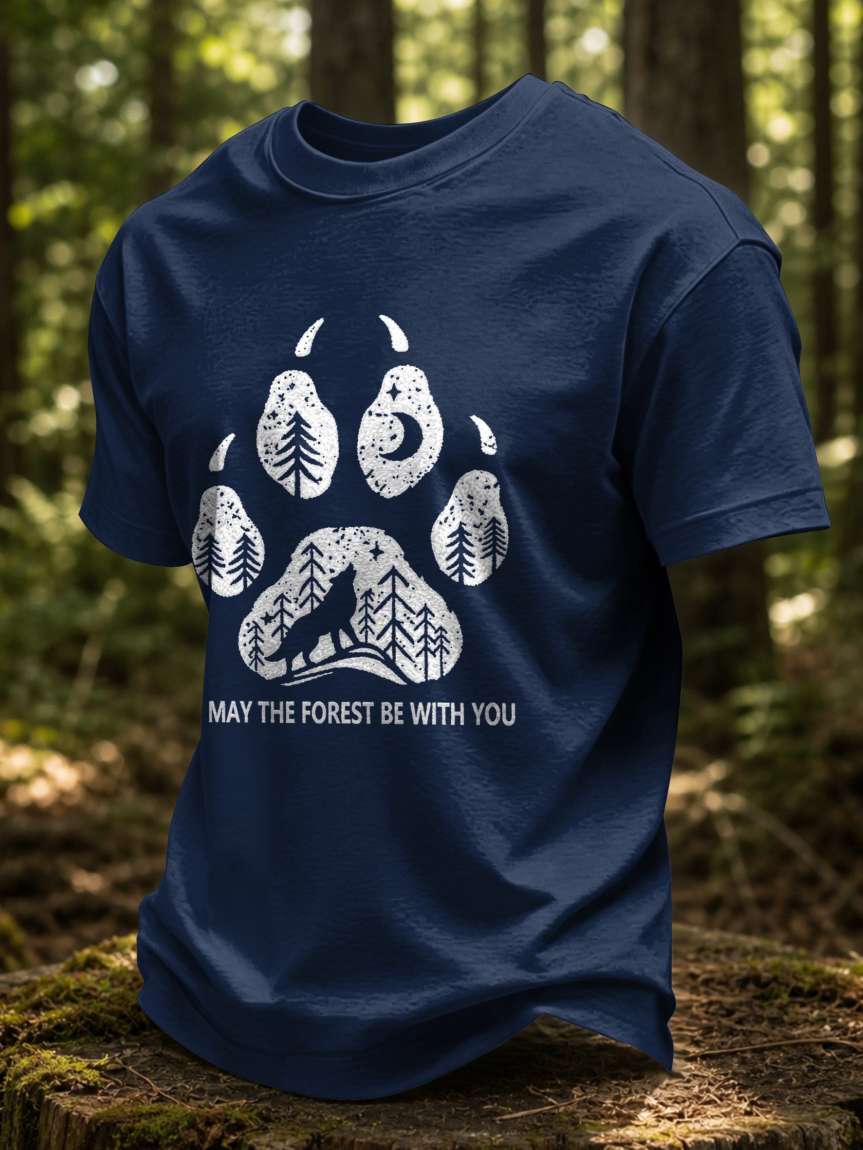 Men's May The Forest Be With You Printed Casual T-Shirt