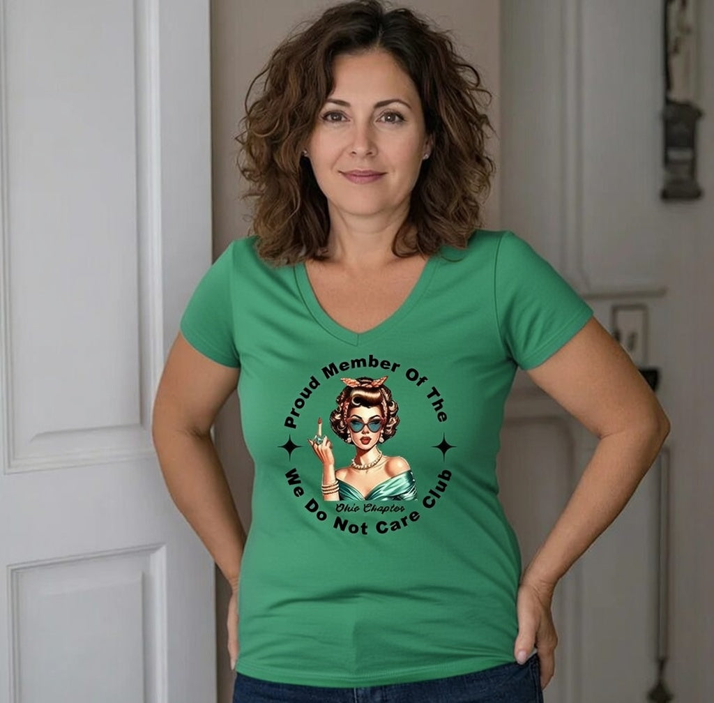V-Neck Retro Funny Proud Member Of  We Do Not Care Menopause Perimenopause Print T-Shirt