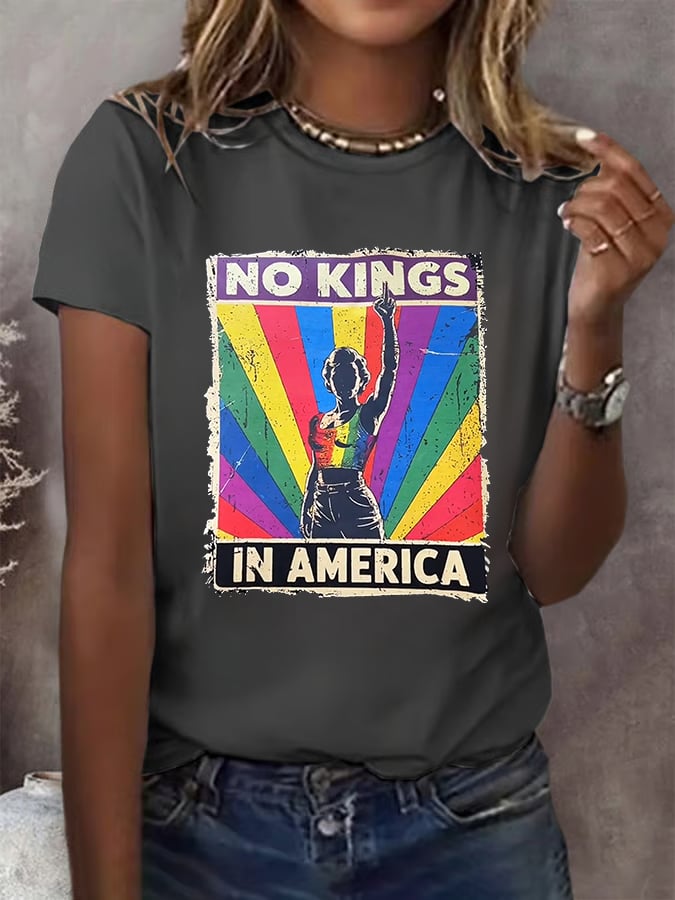 No Kings In America Print  T-shirt