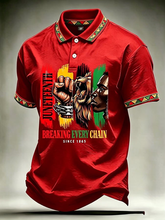 Men's Juneteenth Breaking Every Chain We Rise Printed Casual T-shirt